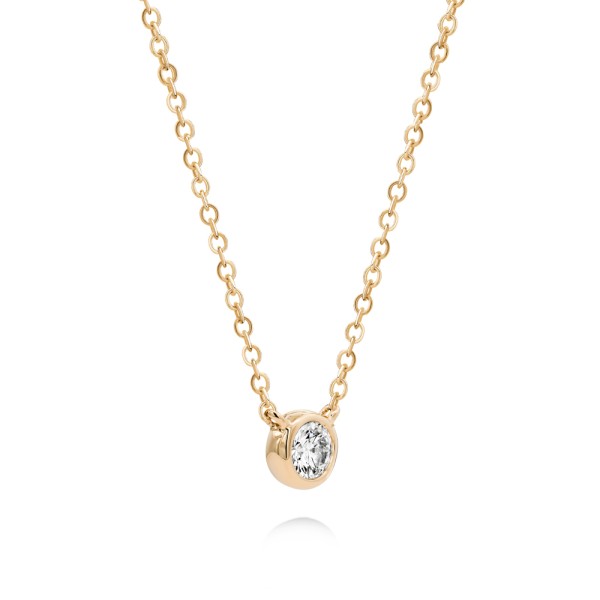 18k Rose Gold 18k Rose Gold Bezel Set Round Diamond Necklace - Flat View -  108210 - Thumbnail