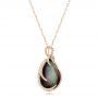 14k Rose Gold Black Mother Of Pearl And Diamond Luna Fire Pendant - Flat View -  102499 - Thumbnail