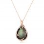 14k Rose Gold Black Mother Of Pearl And Diamond Luna Fire Pendant - Three-Quarter View -  102499 - Thumbnail