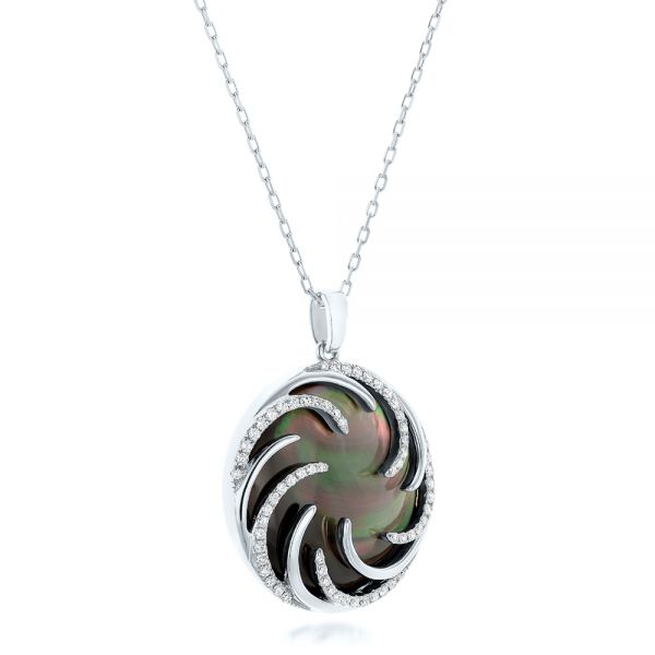  Platinum Platinum Black Mother Of Pearl And Diamond Luna Fire Pendant - Flat View -  102497