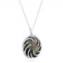 14k White Gold 14k White Gold Black Mother Of Pearl And Diamond Luna Fire Pendant - Flat View -  102497 - Thumbnail