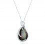 18k White Gold 18k White Gold Black Mother Of Pearl And Diamond Luna Fire Pendant - Flat View -  102499 - Thumbnail