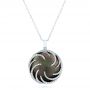 14k White Gold Black Mother Of Pearl And Diamond Luna Fire Pendant