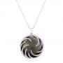 14k White Gold 14k White Gold Black Mother Of Pearl And Diamond Luna Fire Pendant - Three-Quarter View -  102497 - Thumbnail