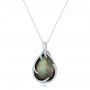 18k White Gold Black Mother Of Pearl And Diamond Luna Fire Pendant