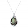 14k White Gold 14k White Gold Black Mother Of Pearl And Diamond Luna Fire Pendant - Three-Quarter View -  102499 - Thumbnail