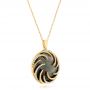 18k Yellow Gold 18k Yellow Gold Black Mother Of Pearl And Diamond Luna Fire Pendant - Flat View -  102497 - Thumbnail