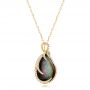 14k Yellow Gold 14k Yellow Gold Black Mother Of Pearl And Diamond Luna Fire Pendant - Flat View -  102499 - Thumbnail