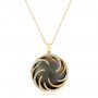 14k Yellow Gold 14k Yellow Gold Black Mother Of Pearl And Diamond Luna Fire Pendant - Three-Quarter View -  102497 - Thumbnail