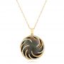 14k Yellow Gold Black Mother Of Pearl And Diamond Luna Fire Pendant