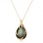 18k Yellow Gold Black Mother Of Pearl And Diamond Luna Fire Pendant