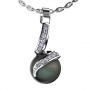 14k White Gold Black Pearl And Diamond Pendant - Flat View -  966 - Thumbnail