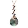 14k Rose Gold 14k Rose Gold Black Pearl And Princess Cut Diamond Pendant - Flat View -  970 - Thumbnail