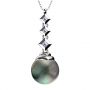 18k White Gold 18k White Gold Black Pearl And Princess Cut Diamond Pendant - Flat View -  970 - Thumbnail