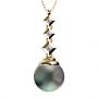 14k Yellow Gold 14k Yellow Gold Black Pearl And Princess Cut Diamond Pendant - Flat View -  970 - Thumbnail