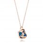 18k Rose Gold 18k Rose Gold Blue Opal And Diamond Flower Pendant - Flat View -  101961 - Thumbnail