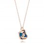 14k Rose Gold 14k Rose Gold Blue Opal And Diamond Flower Pendant - Flat View -  101961 - Thumbnail