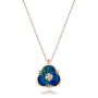 18k Rose Gold 18k Rose Gold Blue Opal And Diamond Flower Pendant - Three-Quarter View -  101961 - Thumbnail