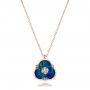 18k Rose Gold 18k Rose Gold Blue Opal And Diamond Flower Pendant - Three-Quarter View -  101961 - Thumbnail