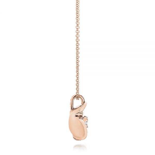 14k Rose Gold 14k Rose Gold Blue Opal And Diamond Flower Pendant - Side View - 101961