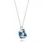  Platinum Platinum Blue Opal And Diamond Flower Pendant - Flat View -  101961 - Thumbnail