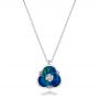  Platinum Platinum Blue Opal And Diamond Flower Pendant - Three-Quarter View -  101961 - Thumbnail