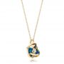 18k Yellow Gold 18k Yellow Gold Blue Opal And Diamond Flower Pendant - Flat View -  101961 - Thumbnail