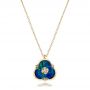 18k Yellow Gold 18k Yellow Gold Blue Opal And Diamond Flower Pendant - Three-Quarter View -  101961 - Thumbnail