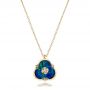 14k Yellow Gold 14k Yellow Gold Blue Opal And Diamond Flower Pendant - Three-Quarter View -  101961 - Thumbnail