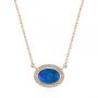 18k Rose Gold 18k Rose Gold Blue Oval Opal And Diamond Pendant - Three-Quarter View -  104992 - Thumbnail