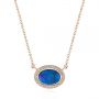 14k Rose Gold 14k Rose Gold Blue Oval Opal And Diamond Pendant - Three-Quarter View -  104992 - Thumbnail