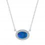  Platinum Platinum Blue Oval Opal And Diamond Pendant - Three-Quarter View -  104992 - Thumbnail