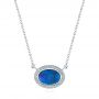 18k White Gold 18k White Gold Blue Oval Opal And Diamond Pendant - Three-Quarter View -  104992 - Thumbnail