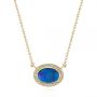 14k Yellow Gold 14k Yellow Gold Blue Oval Opal And Diamond Pendant - Three-Quarter View -  104992 - Thumbnail