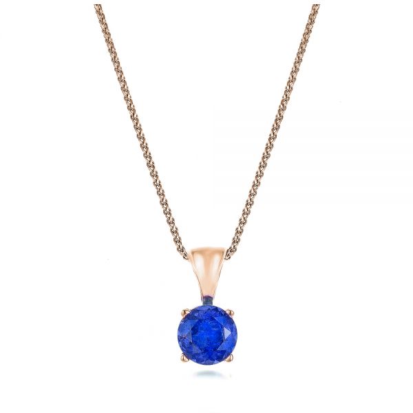 18k Rose Gold 18k Rose Gold Blue Sapphire Pendant - Three-Quarter View -  106422