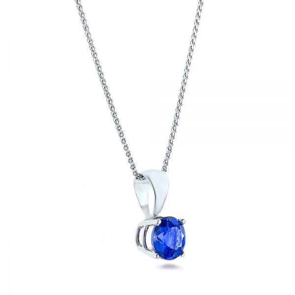 14k White Gold 14k White Gold Blue Sapphire Pendant - Flat View - 106422