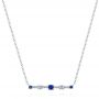 14k White Gold 14k White Gold Blue Sapphire And Diamond Bar Necklace - Three-Quarter View -  106201 - Thumbnail