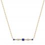 14k Yellow Gold Blue Sapphire And Diamond Bar Necklace - Three-Quarter View -  106201 - Thumbnail