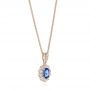 14k Rose Gold 14k Rose Gold Blue Sapphire And Diamond Floral Pendant - Front View -  103743 - Thumbnail