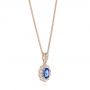 18k Rose Gold 18k Rose Gold Blue Sapphire And Diamond Floral Pendant - Front View -  103743 - Thumbnail