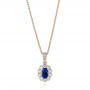 18k Rose Gold Blue Sapphire And Diamond Floral Pendant