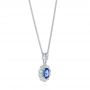 Blue Sapphire And Diamond Floral Pendant - Front View -  103743 - Thumbnail