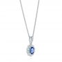 14k White Gold 14k White Gold Blue Sapphire And Diamond Floral Pendant - Front View -  103743 - Thumbnail