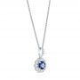  18K Gold 18K Gold Blue Sapphire And Diamond Floral Pendant - Front View -  103744 - Thumbnail