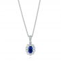  Platinum Blue Sapphire And Diamond Floral Pendant