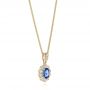 18k Yellow Gold 18k Yellow Gold Blue Sapphire And Diamond Floral Pendant - Front View -  103743 - Thumbnail