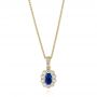 18k Yellow Gold Blue Sapphire And Diamond Floral Pendant