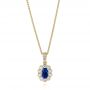 18k Yellow Gold 18k Yellow Gold Blue Sapphire And Diamond Floral Pendant - Three-Quarter View -  103743 - Thumbnail