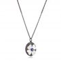 Blue Sapphire And Diamond Flower Pendant - Flat View -  107259 - Thumbnail