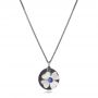 Blue Sapphire And Diamond Flower Pendant - Three-Quarter View -  107259 - Thumbnail